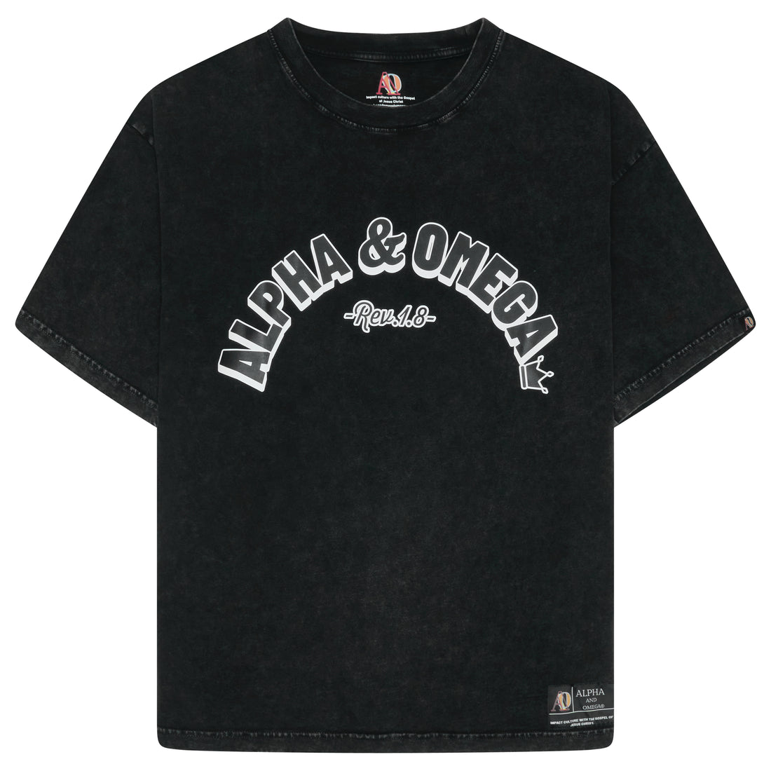 Washed Oversized AO Cutoff Black T-Shirt