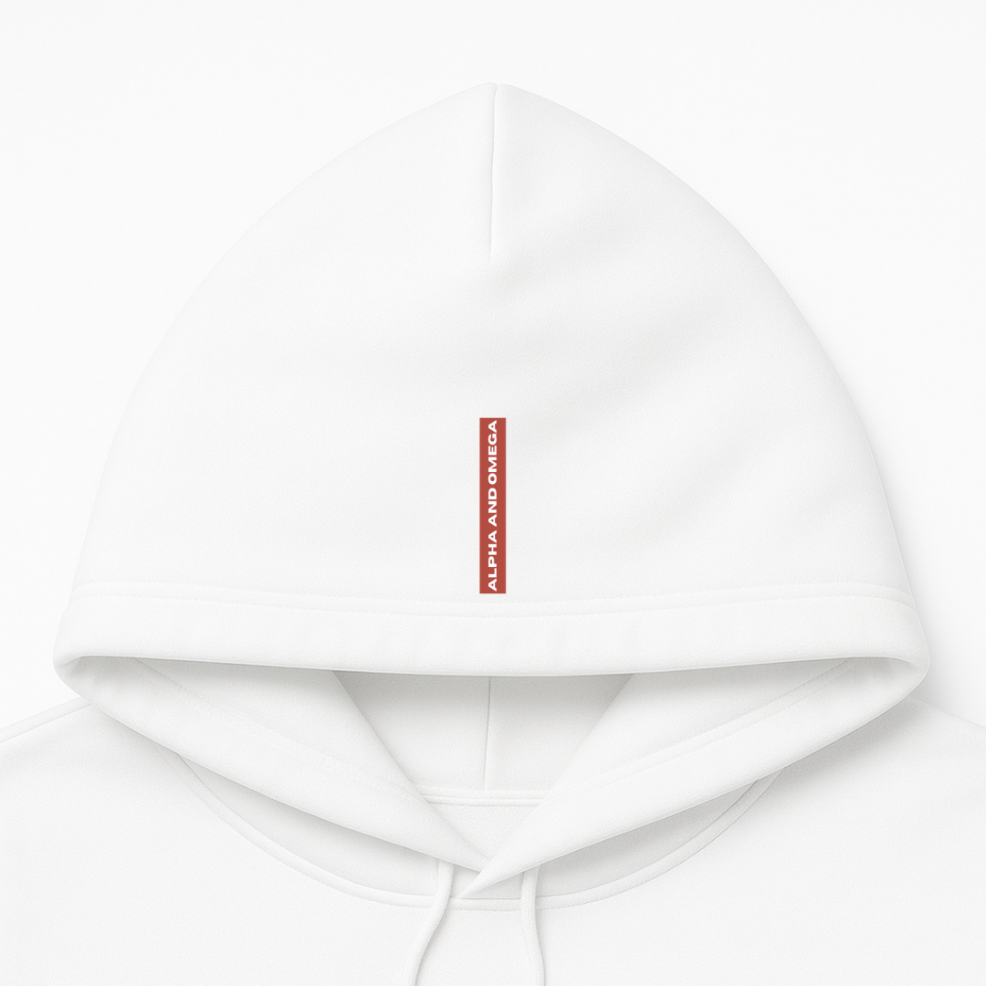 ALPHA AND OMEGA REV. 1. 8, Embroidered Hoodie