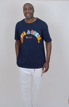 Load image into Gallery viewer, Multicoloured Logo Navy T-shirt - Impact Culture with the Gospel
