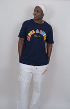 Load image into Gallery viewer, Multicoloured Logo Navy T-shirt - Impact Culture with the Gospel
