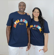 Load image into Gallery viewer, Multicoloured Logo Navy T-shirt - Impact Culture with the Gospel
