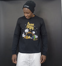 Load image into Gallery viewer, &#39;JESUS IS KING 👑&#39; Embroidered Crew Neck Black Sweatshirt
