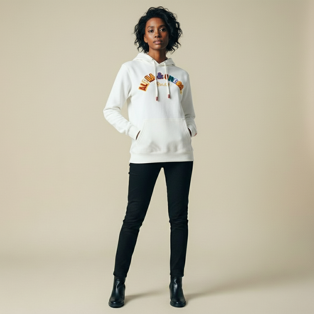 ALPHA AND OMEGA REV. 1. 8, Embroidered Hoodie