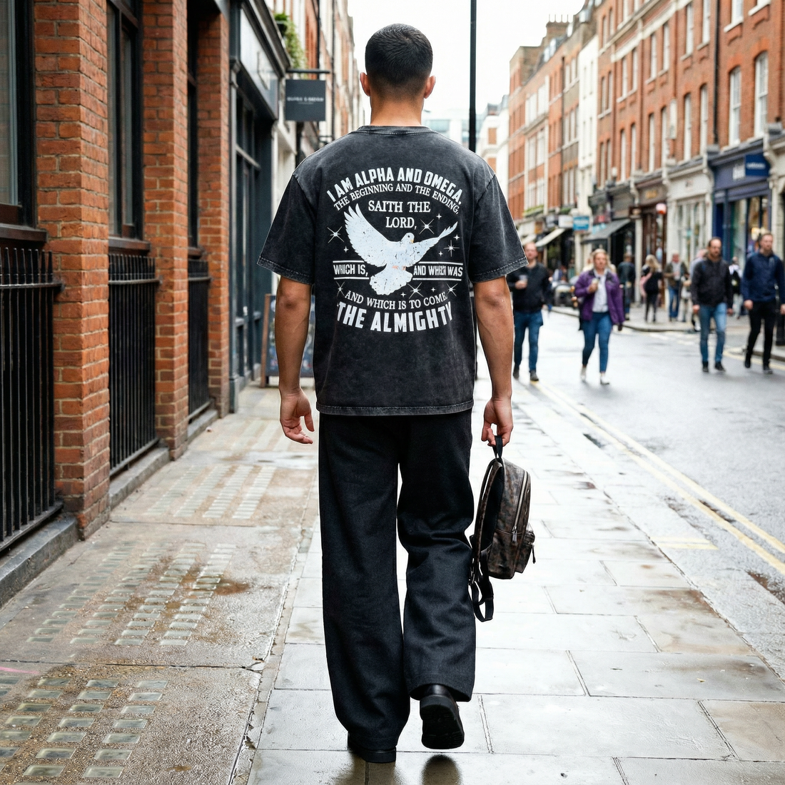 Washed Oversized AO Cutoff Black T-Shirt