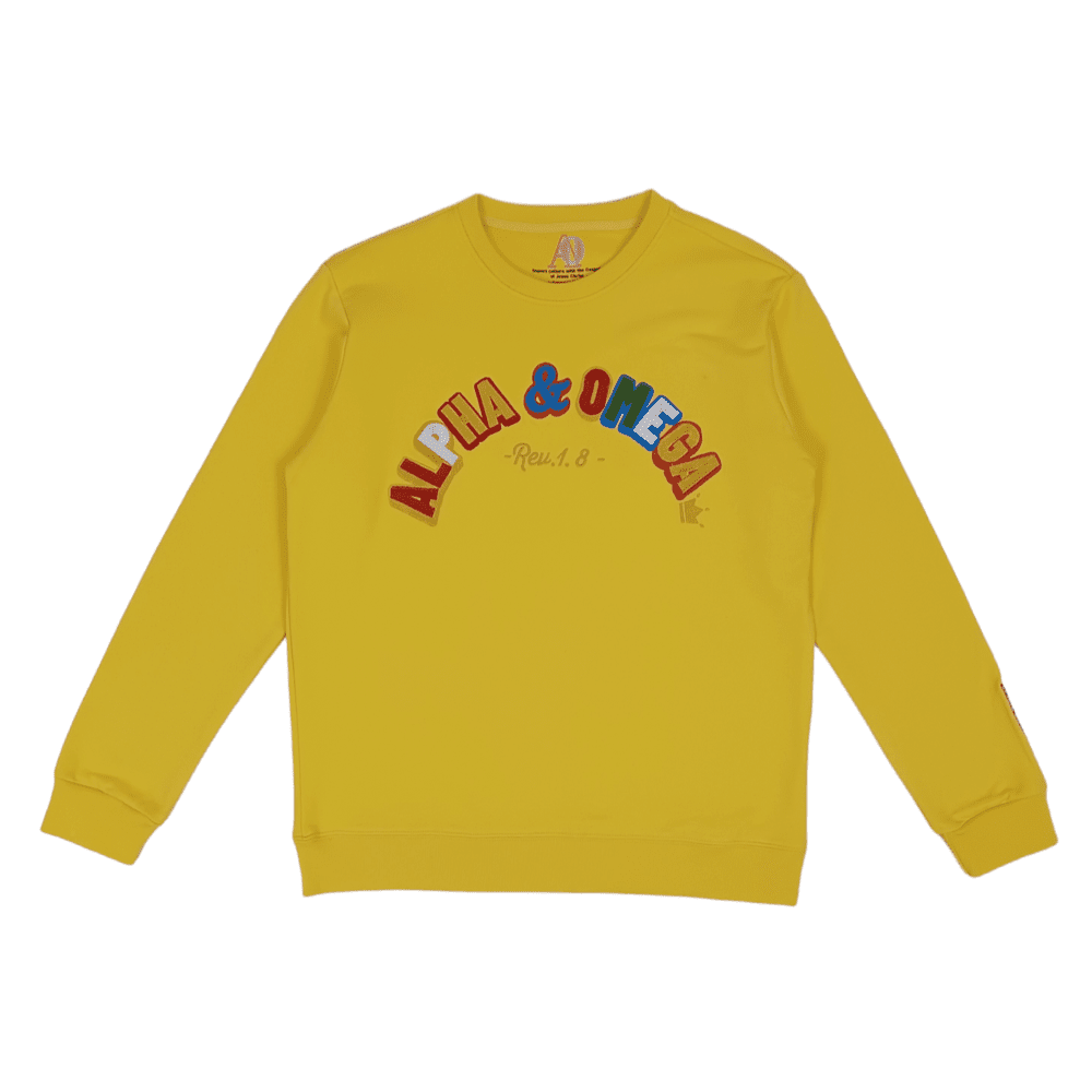 ALPHA AND OMEGA REV. 1. 8, Embroidered Sweatshirt (Yellow)