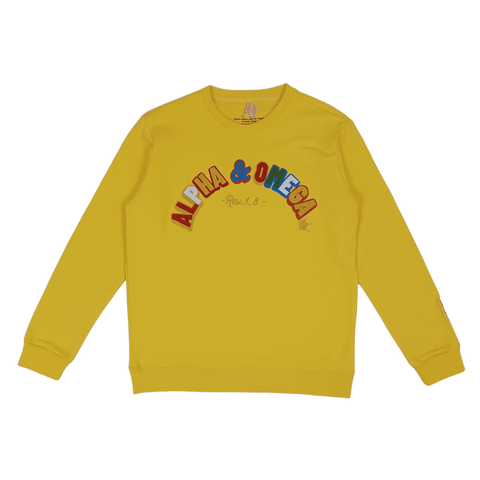 ALPHA AND OMEGA REV. 1. 8, Embroidered Sweatshirt (Yellow)