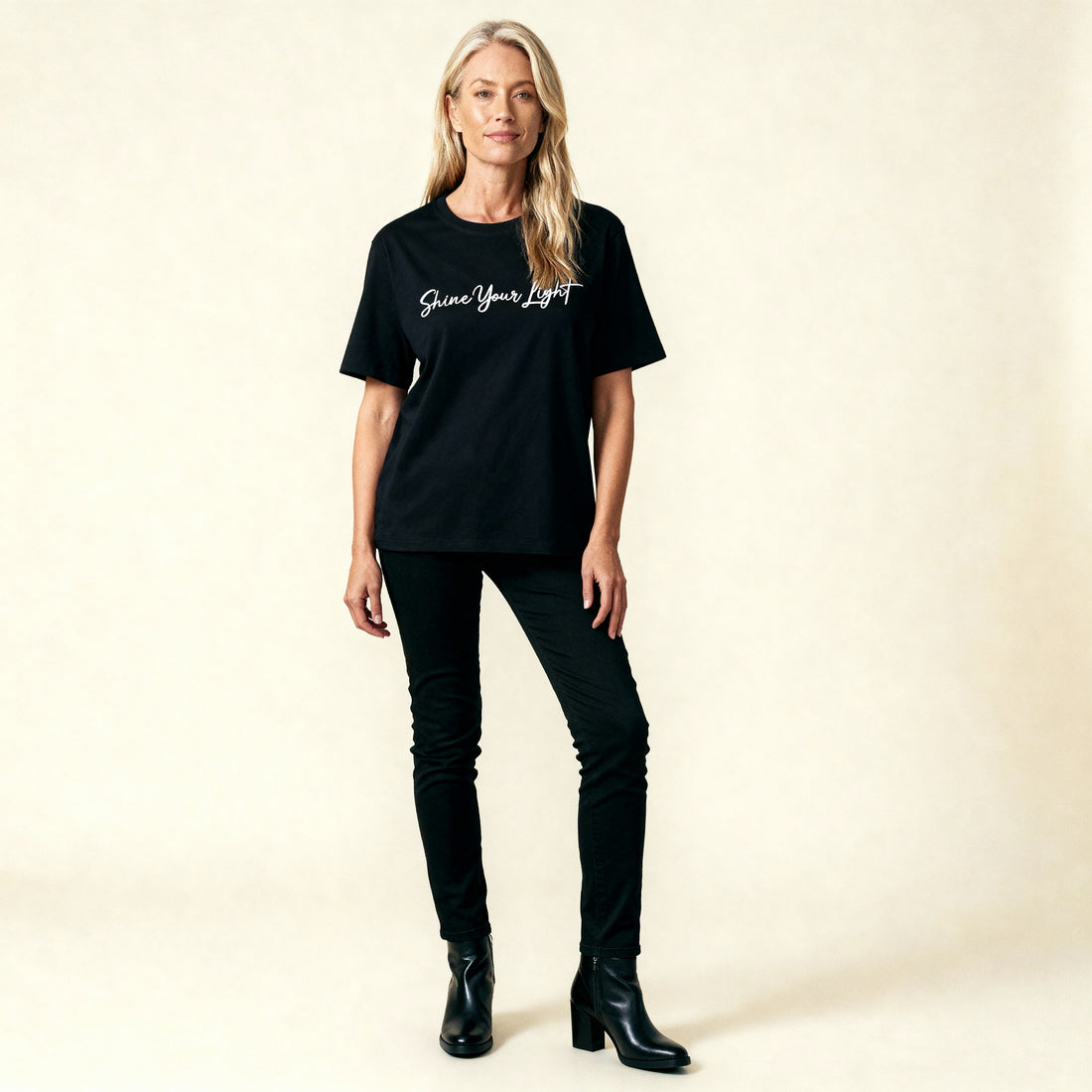 Shine Your Light Cotton Black T-shirt