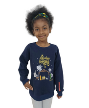 Load image into Gallery viewer, &#39;YESHUA IS KING&#39; KIDS  Embroidered Sweatshirt for boys &amp; girls (9-12Yrs, Navy)
