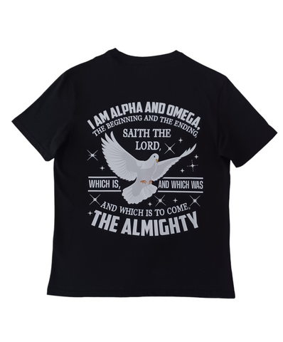 Alpha and Omega black and white T-shirt