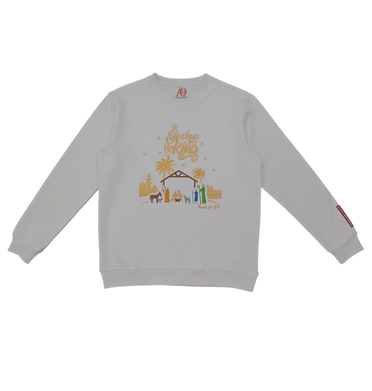 'YESHUA IS KING' Embroidered White Sweatshirt - PRE-ORDER