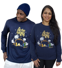 Load image into Gallery viewer, &#39;YESHUA IS KING&#39; Embroidered Navy Sweatshirt
