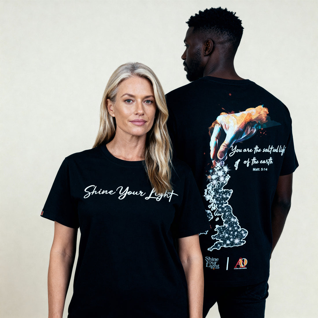 Shine Your Light Cotton Black T-shirt