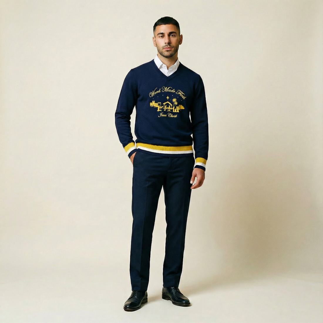 'WORD MADE FLESH' Navy Heritage Knit