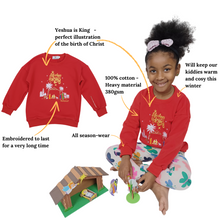 Load image into Gallery viewer, &#39;YESHUA IS KING&#39; Kids&#39;  Embroidered Sweatshirt for Boys &amp; Girls (3-8Yrs, Red)
