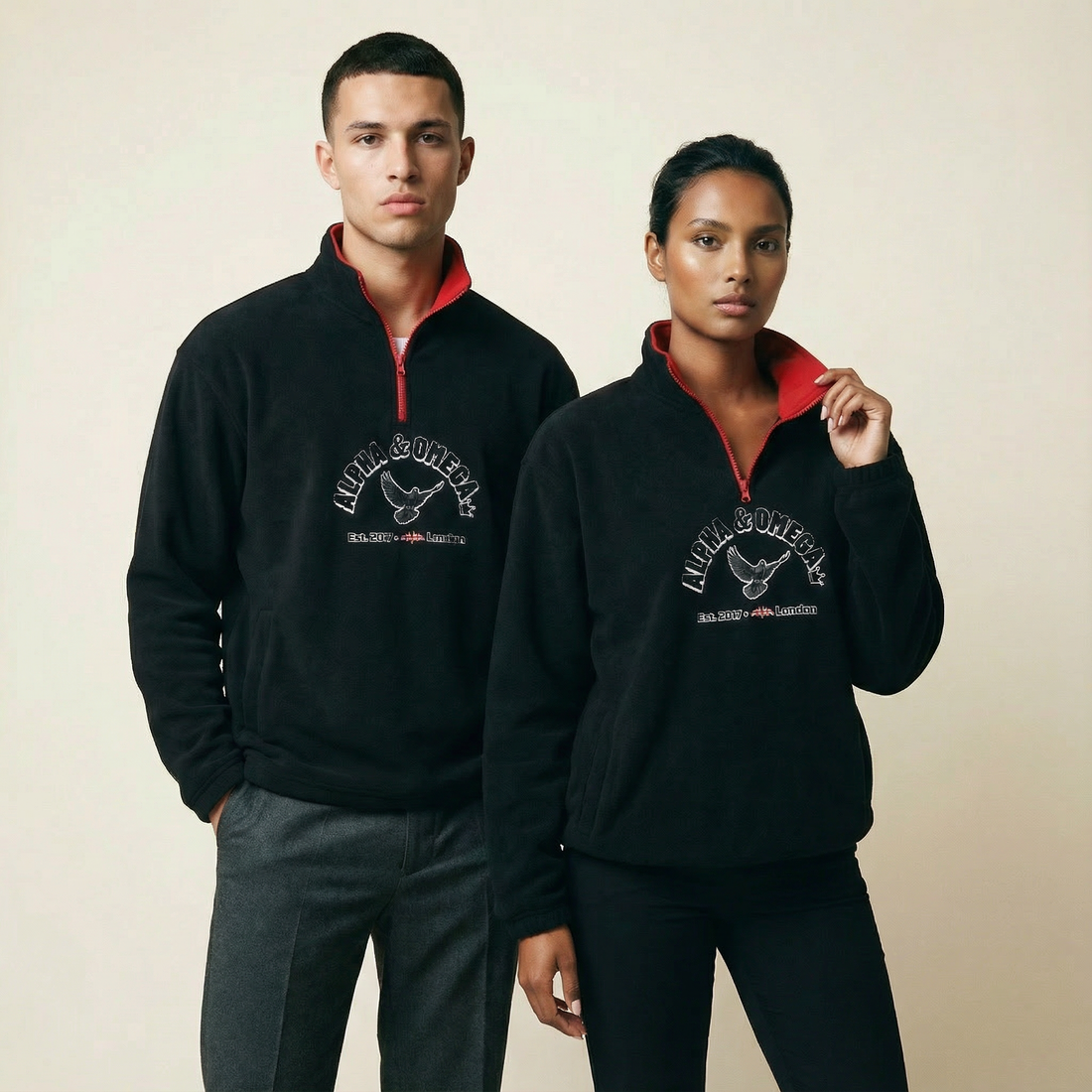 'ALPHA & OMEGA, REV. 1.8' Heavyweight Christian Fleece Jacket - Black