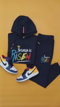 Load and play video in Gallery viewer, YESUA IS RISEN Embroidered Hoodie + Jogger pants Set (Navy)
