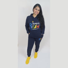 Load image into Gallery viewer, YESUA IS RISEN Embroidered Hoodie + Jogger pants Set (Navy)

