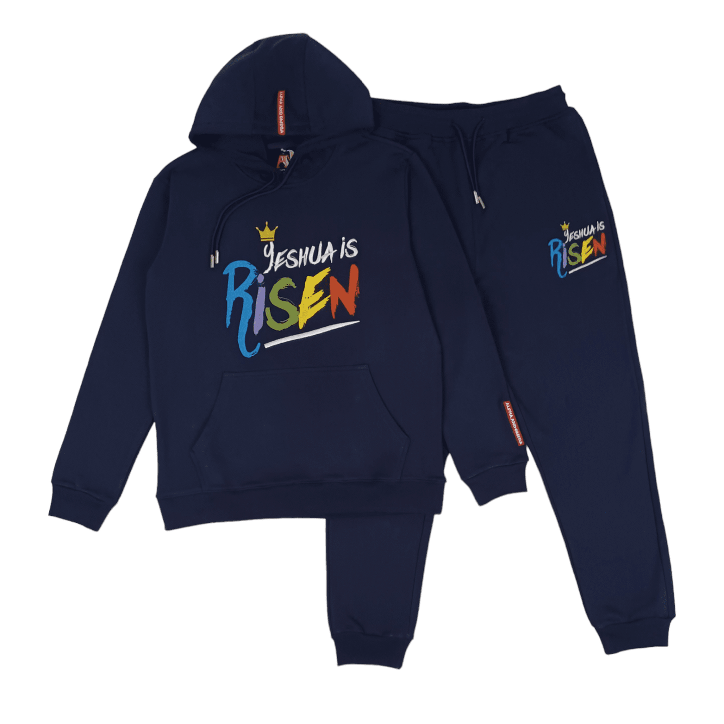 YESUA IS RISEN Embroidered Hoodie + Jogger pants Set (Navy)