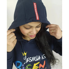 Load image into Gallery viewer, YESUA IS RISEN Embroidered Hoodie (Navy)

