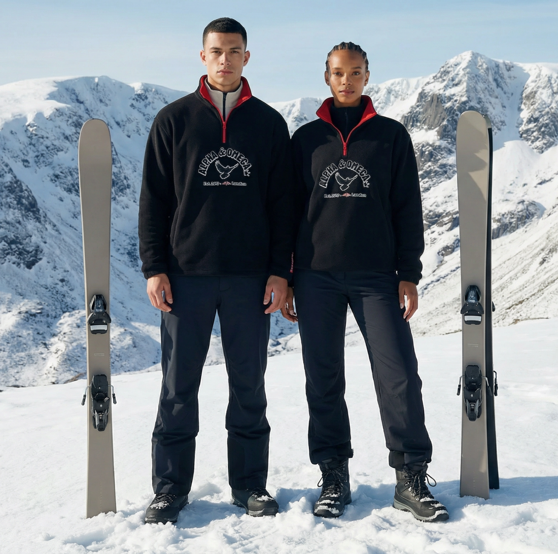 'ALPHA & OMEGA, REV. 1.8' Heavyweight Christian Fleece Jacket - Black