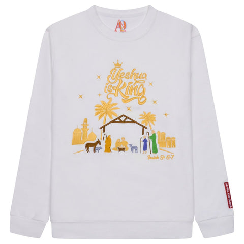 'YESHUA IS KING' Embroidered White Sweatshirt