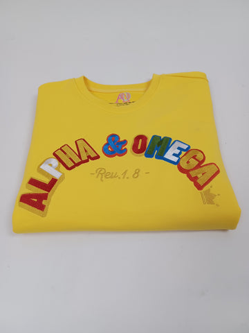 ALPHA AND OMEGA REV. 1. 8, Embroidered Sweatshirt (Yellow)