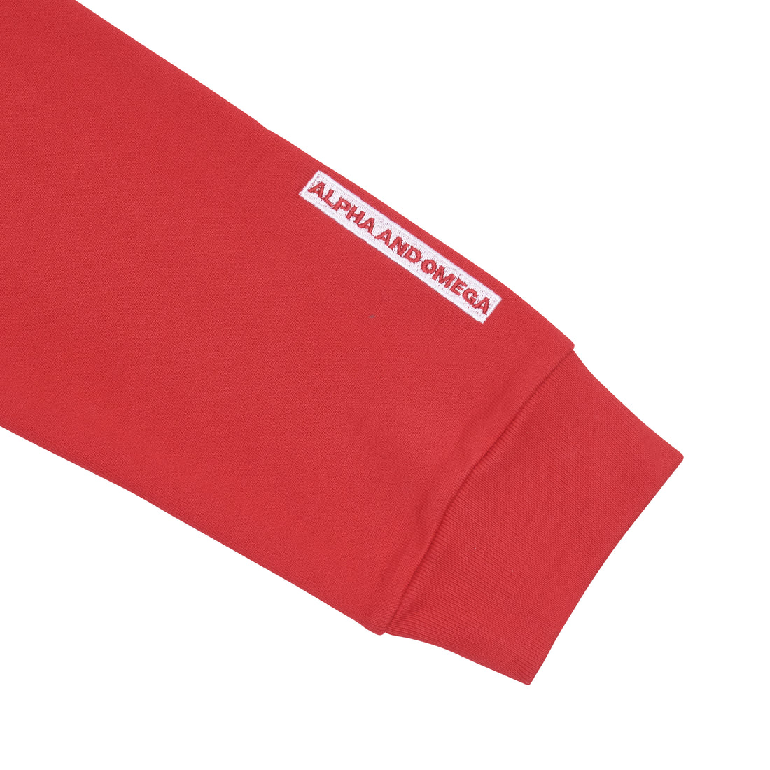 ALPHA AND OMEGA REV. 1. 8, Embroidered Sweatshirt (Red)
