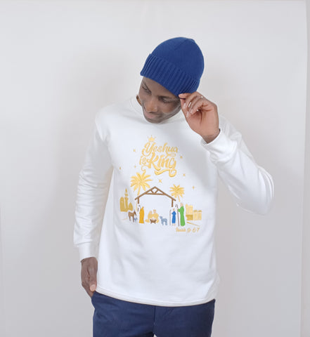 'YESHUA IS KING' Embroidered White Sweatshirt