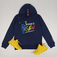 Load image into Gallery viewer, YESUA IS RISEN Embroidered Hoodie (Navy)

