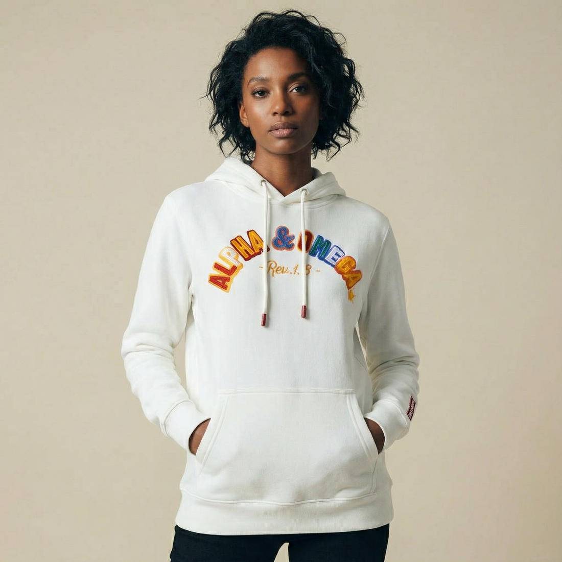 'ALPHA AND OMEGA, REV. 1. 8' Embroidered Hoodie