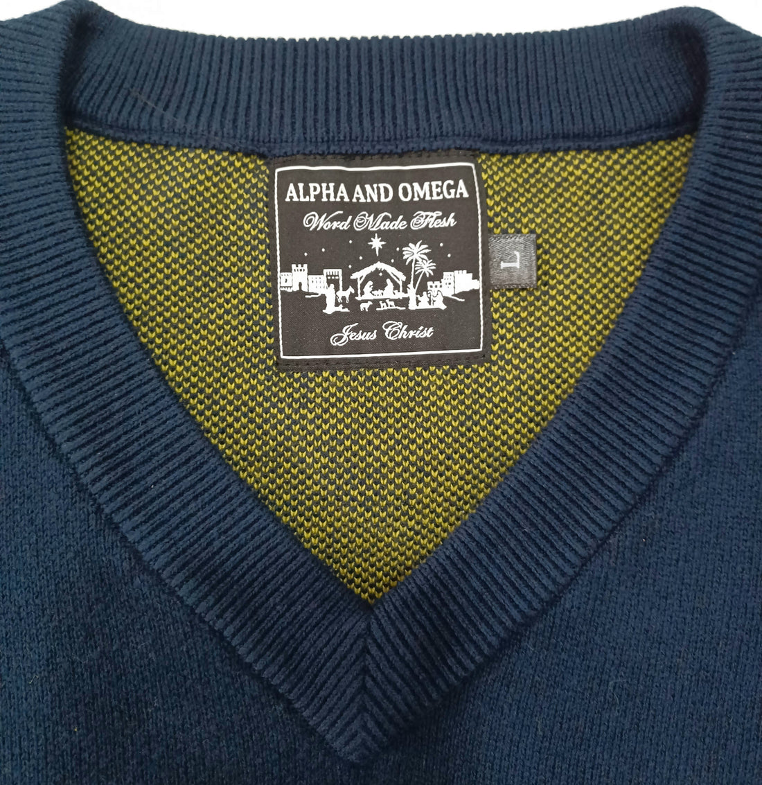 Word Made Flesh Knit Lux. V-Neck Navy Jumper Sweater