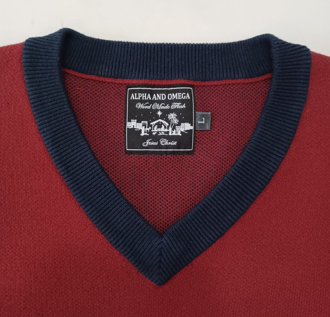 Word Made Flesh Knit Lux. V-Neck Burgundy Sweater Jumper
