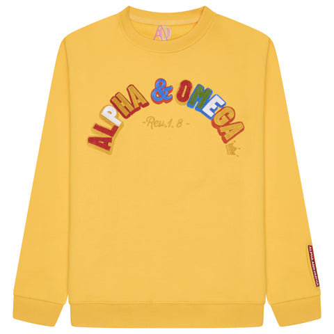 ALPHA AND OMEGA REV. 1. 8, Embroidered Sweatshirt (Yellow)