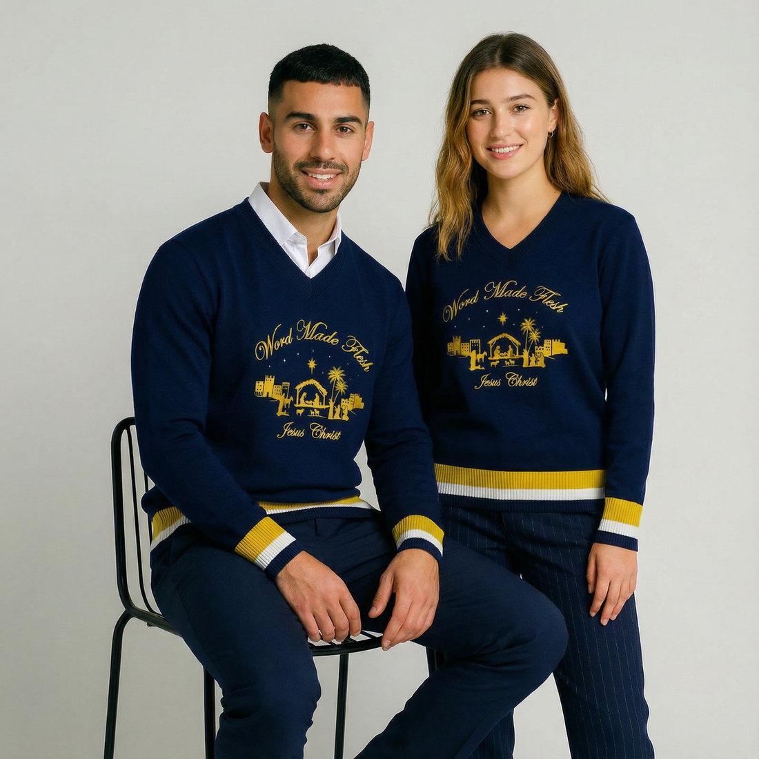 'WORD MADE FLESH' Navy Heritage Knit