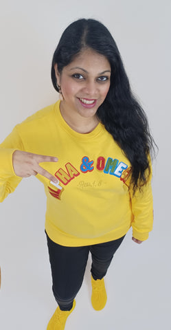 ALPHA AND OMEGA REV. 1. 8, Embroidered Sweatshirt (Yellow)