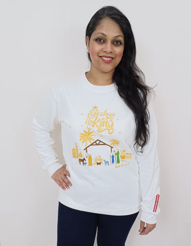 'YESHUA IS KING' Embroidered White Sweatshirt