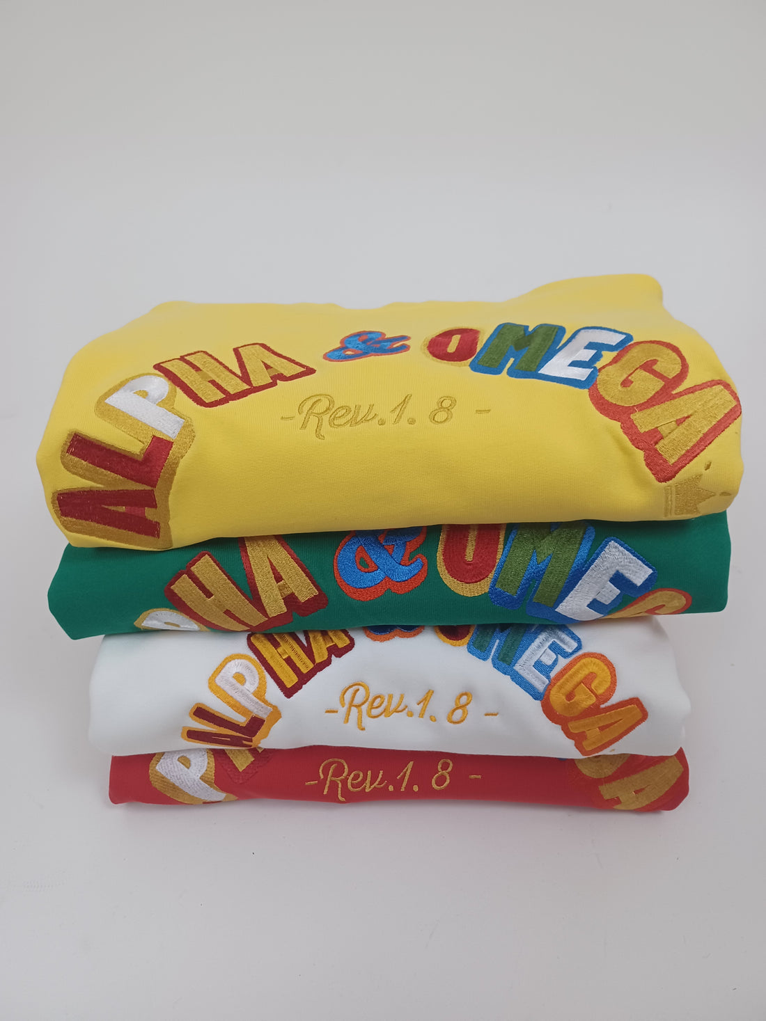 ALPHA AND OMEGA REV. 1. 8, Embroidered Sweatshirt (Yellow)