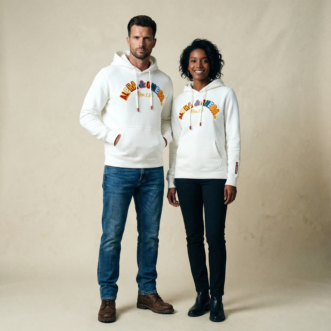 'ALPHA AND OMEGA, REV. 1. 8' Embroidered Hoodie