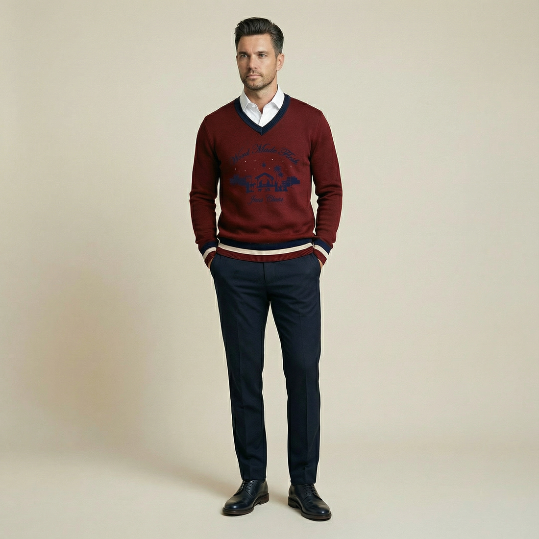 'WORD MADE FLESH' Burgundy Heritage Knit