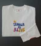 YESHUA IS ALIVE, Unisex Premium Sweatshirt (White)